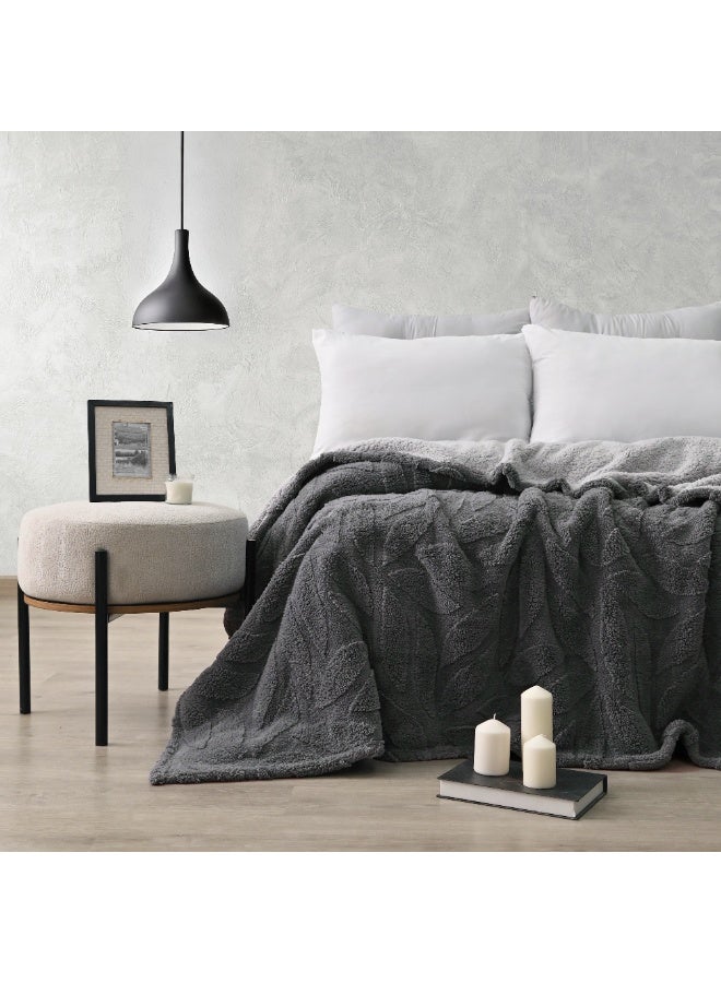 MORANO Sherpa Dreams Blanket, 2 Ply, 220 x 240 cm, 100% Polyester, Reversible Jacquard/Sherpa Design, Winter Warmth - Image 3